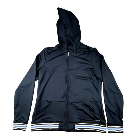 Izod Womens Black Windbreaker Sports Hoodie Jacket Size Small JH1204 - Picture 1 of 4